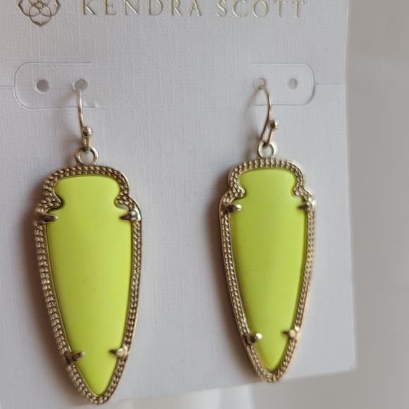 Rare Neon Yellow Kendra Scott Sky Earrings in gold - Picture 7 of 16